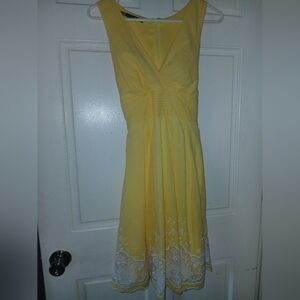 100% Cotton Yellow Dress with White Embroidery